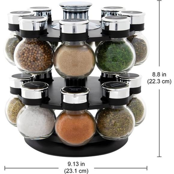 16 Jar Ellington Revolving Countertop Spice Rack with Lift & Pour Caps & Spices - Picture 5 of 6